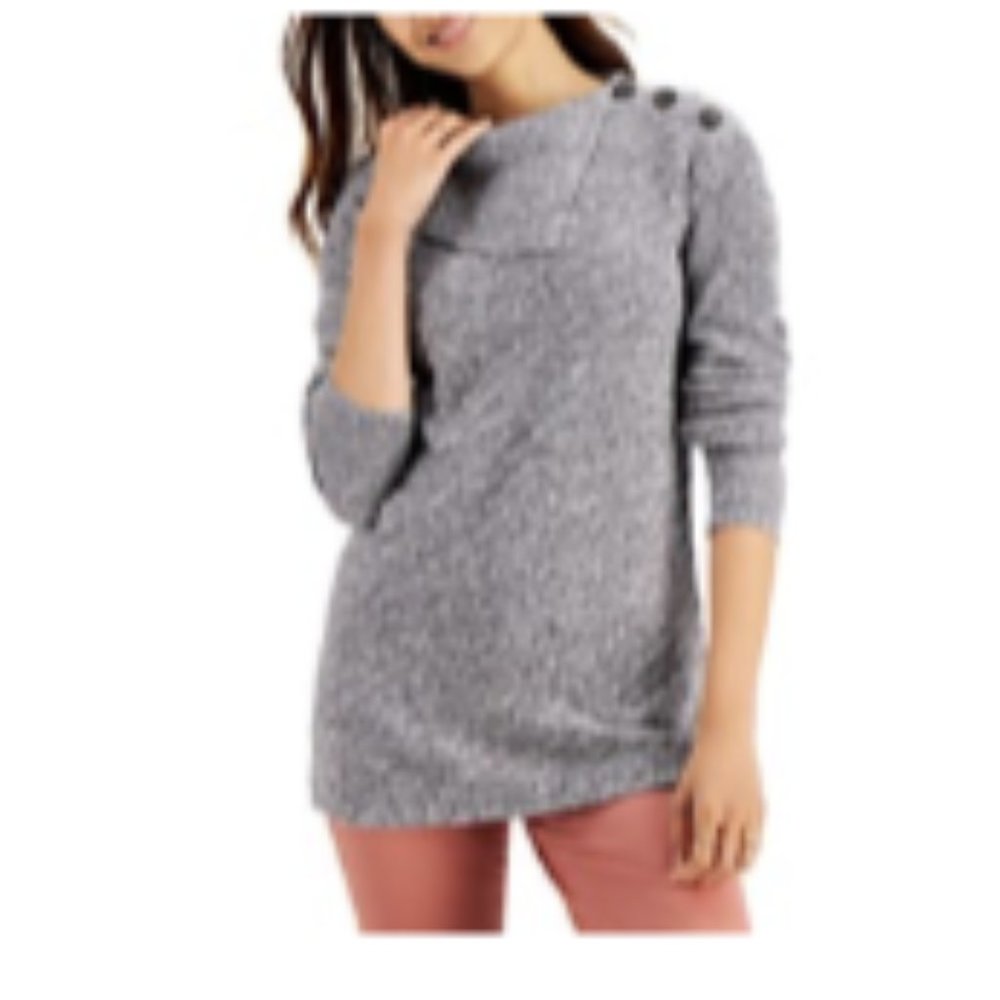 Style & Co Women's Ribbed Button Tunic Sweater
